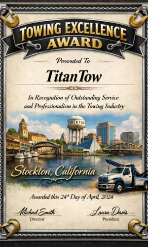 Excellence Towing Award Stockton CA